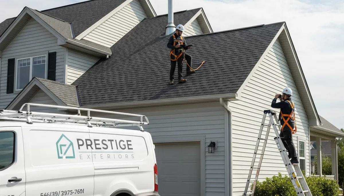 Professional roof inspection service in Tulsa, OK by Next Level Exteriors checking vinyl siding and roof quality